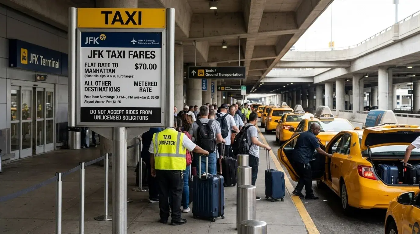Preço do táxi no aeroporto JFK: tarifa fixa, custos e onde pegar